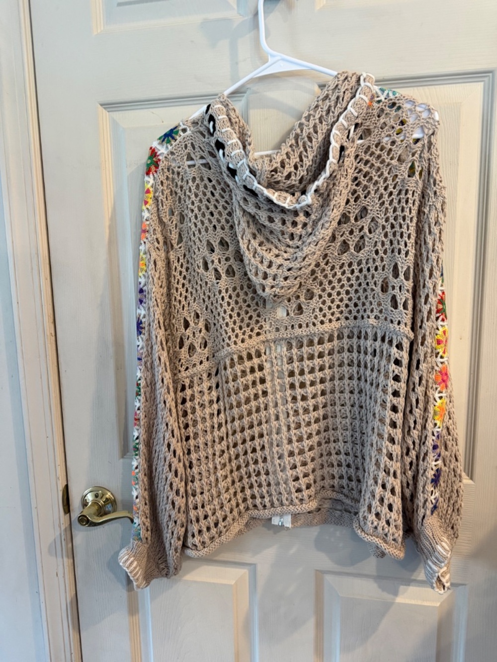 NWOT POL GRANNY SQUARE CROCHET ZIP UP HOODIE SMALL - Picture 3 of 3